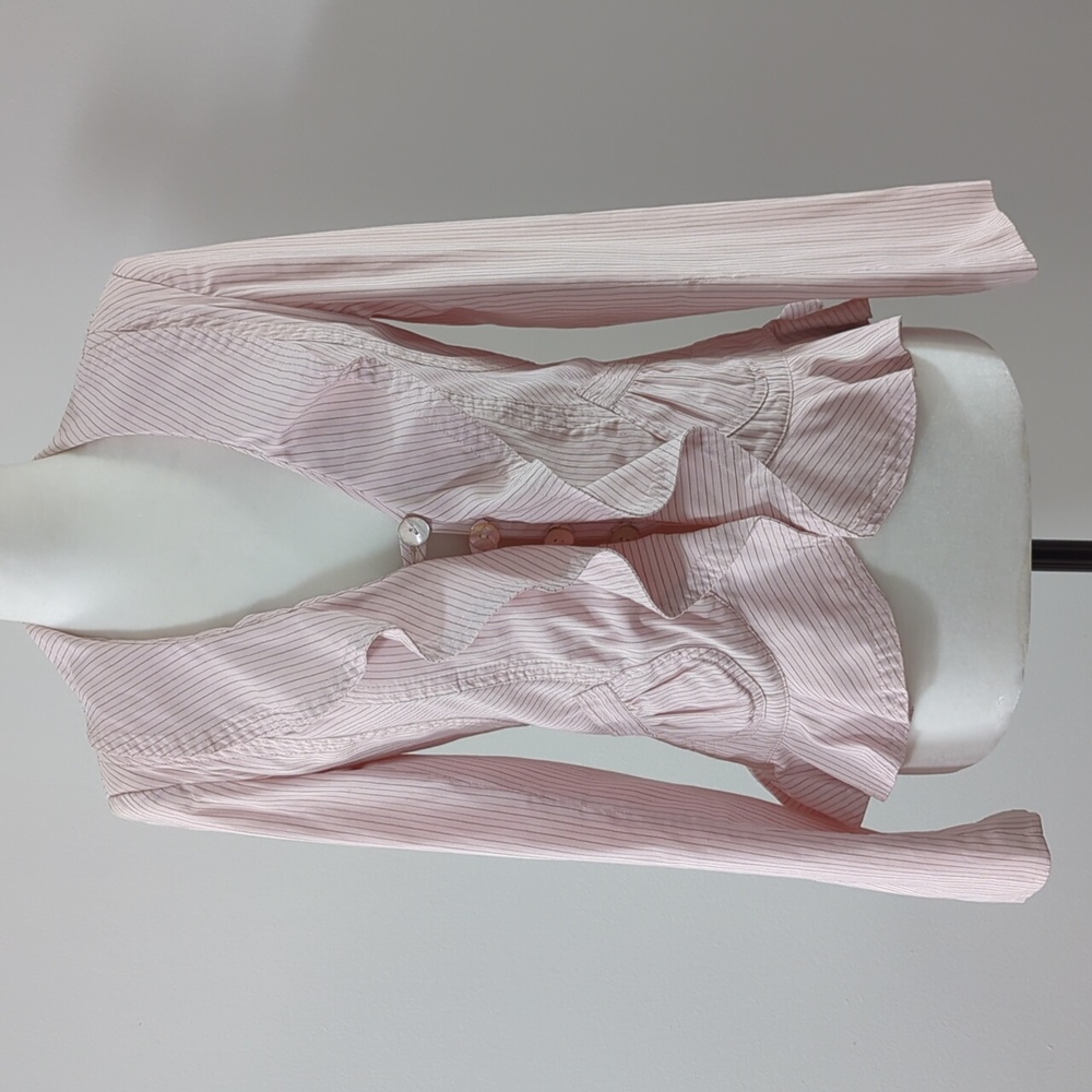 Bill Tornade Pastel Pink Pinstripe Ruffle Blazer